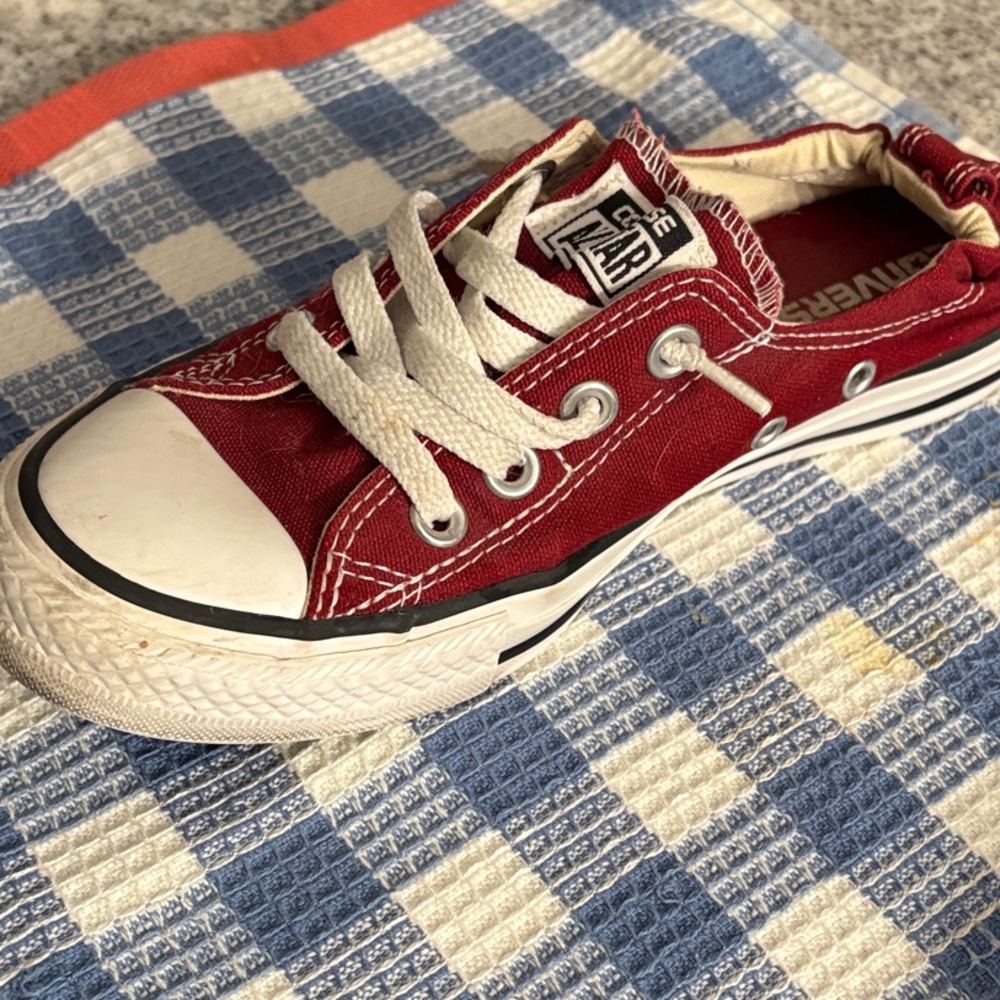 Converse Maroon/ Red Low-Top Canvas Sneaker with White Trim